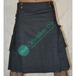 Black Heavy Denim Work Utility Kilt